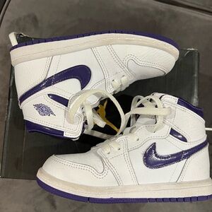 Nike. Jordan 1 High OG White And Purple Shoes